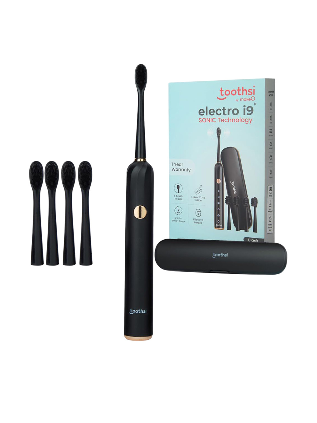 Toothsi IPX7 Waterproof Electric Toothbrush- Black
