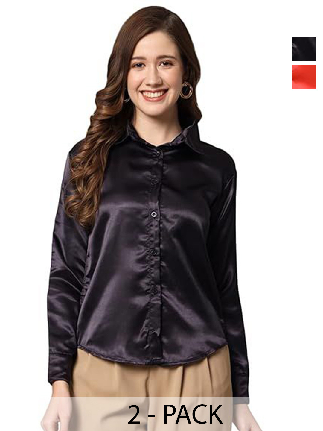 Funday Fashion Women Pack Of 2 Slim Fit Party Shirt