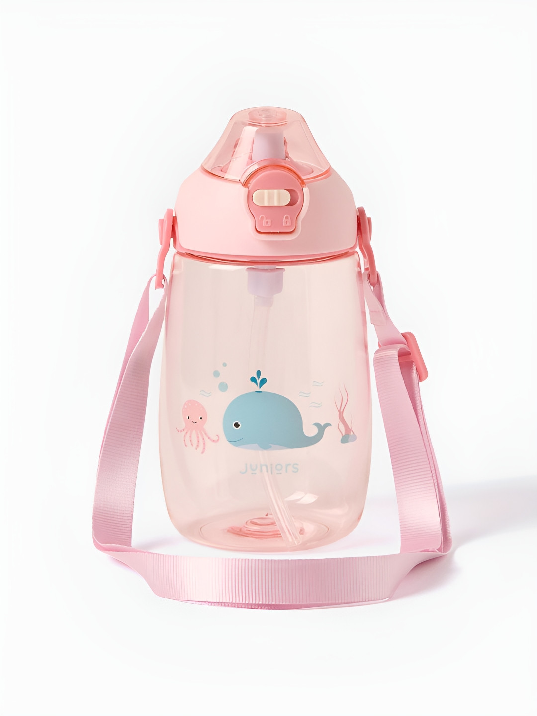 Juniors by Babyshop Kids Pink Whale Printed Straw Tritan Water Bottle - 400 ml
