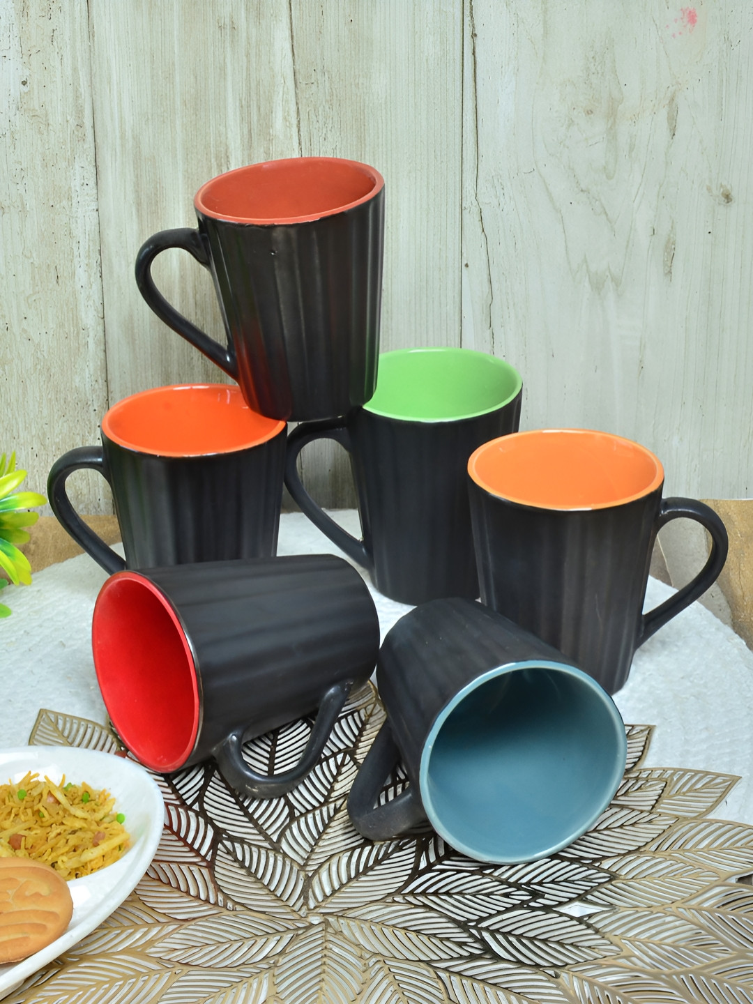 Myntra Elegant Homes Personalised Refuelling Club Magic Black Ceramic Handcrafted 6 Piece Mugs-225ml