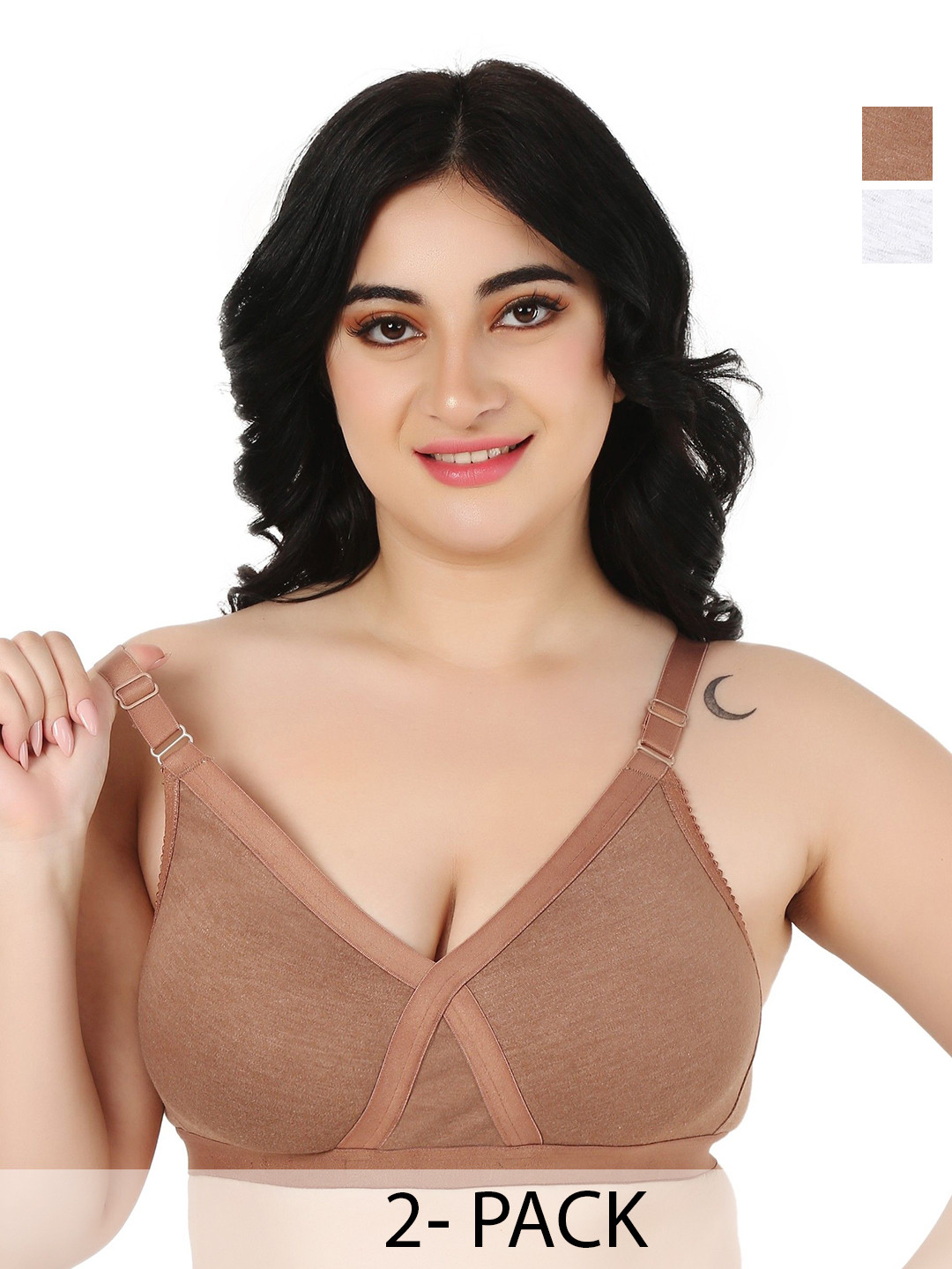Designer Bugs Zan Pack Of 2 Non Padded Seamless Full Coverage Bra