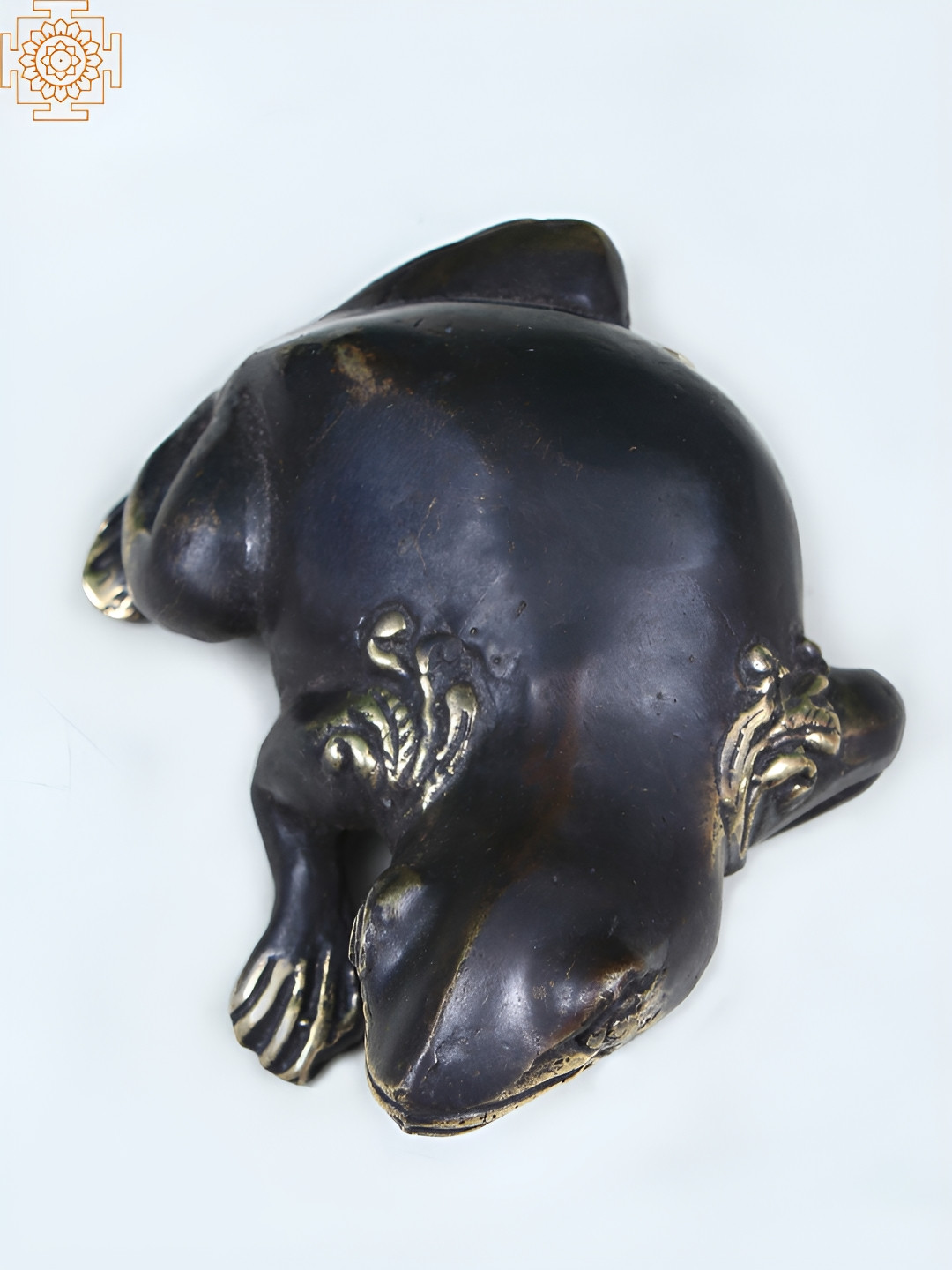 Exotic India Frog Black Brass Metallic Garden Tiny Showpiece - 1.3 Inches