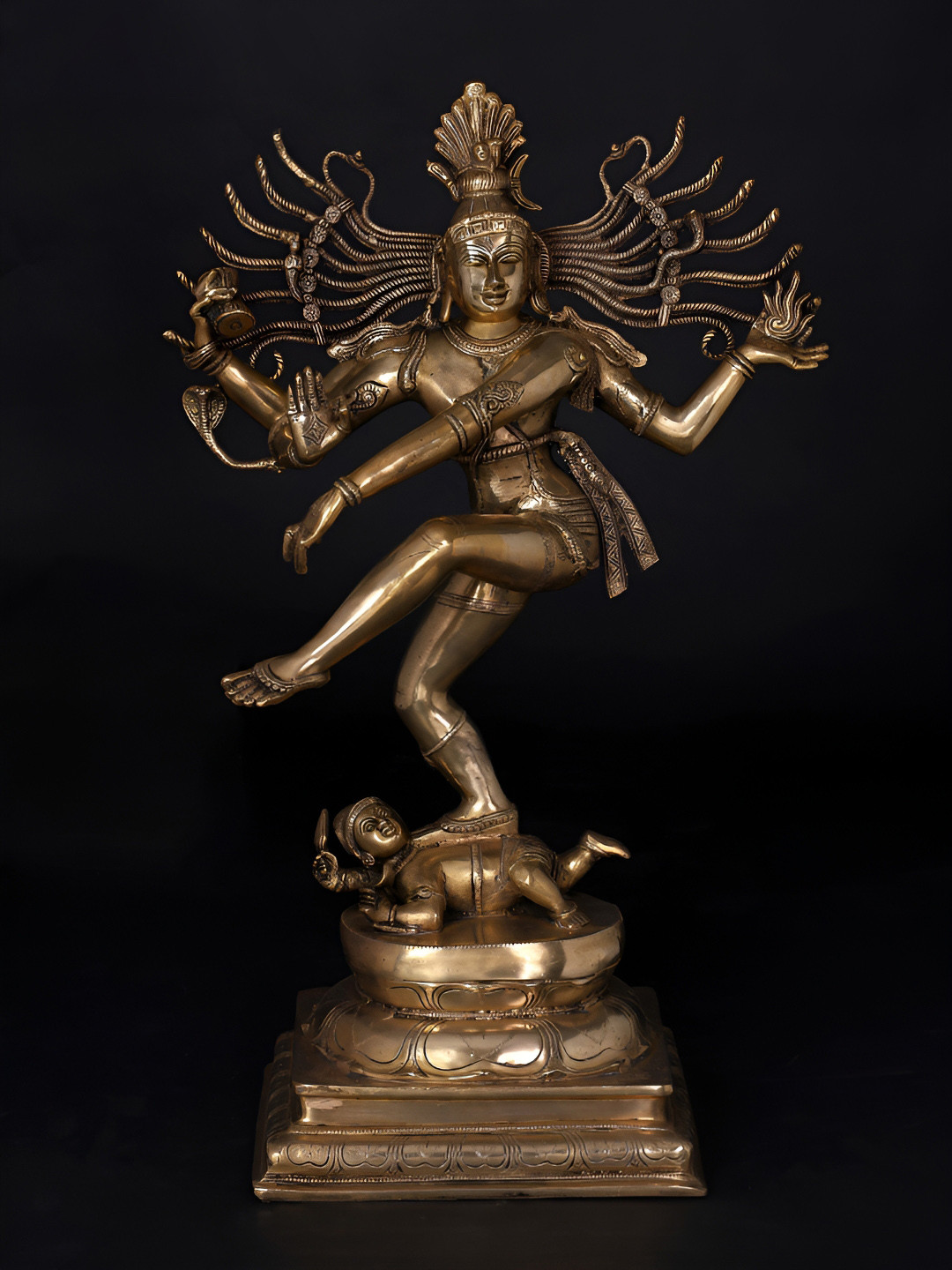 Exotic India Nataraja Gold Brass Metallic Prayer Room Medium Showpiece - 30.5 Inches