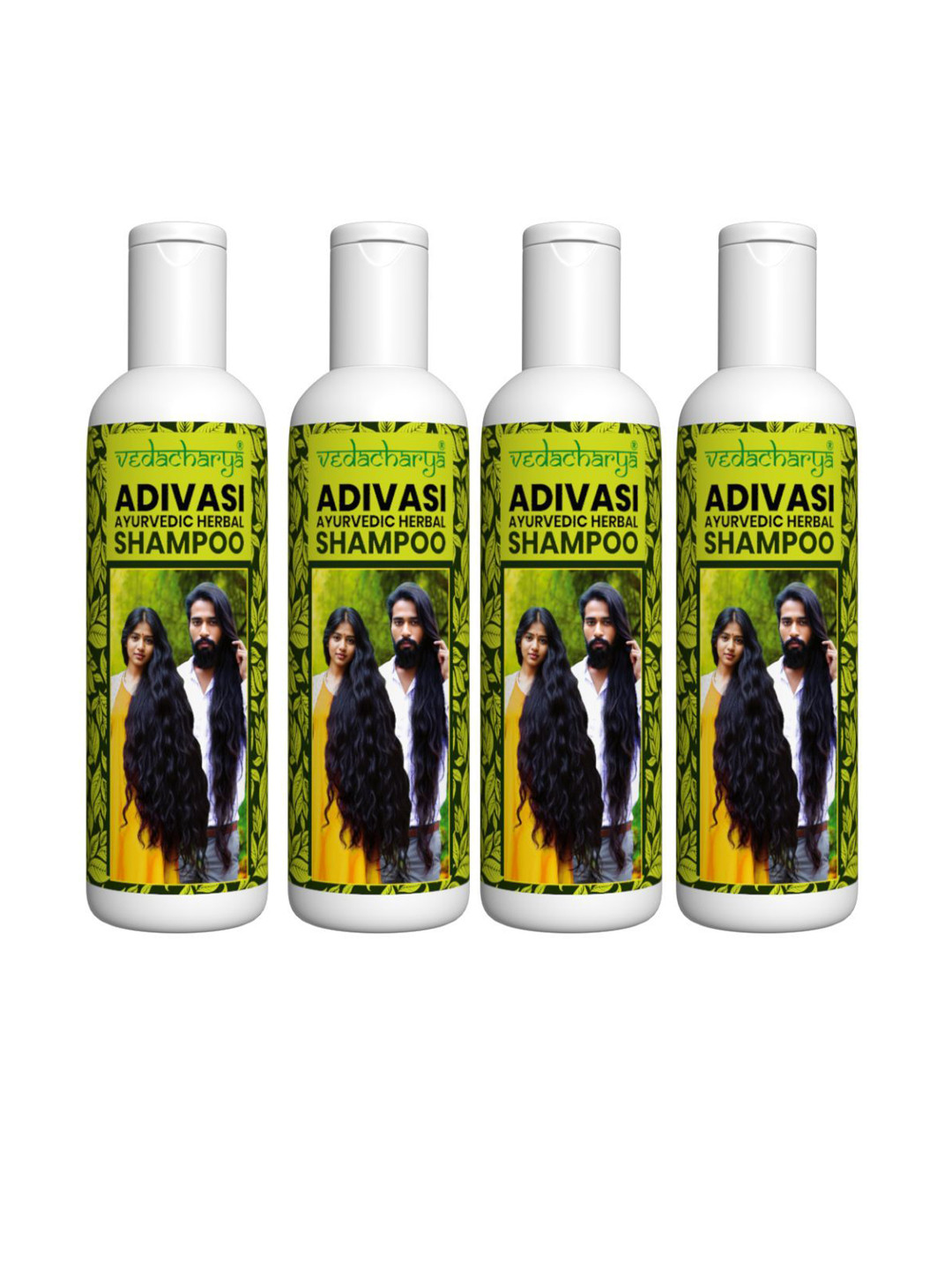 Vedacharya Set Of 4 Adivasi Ayurvedic Herbal Shampoo - 200 ml Each