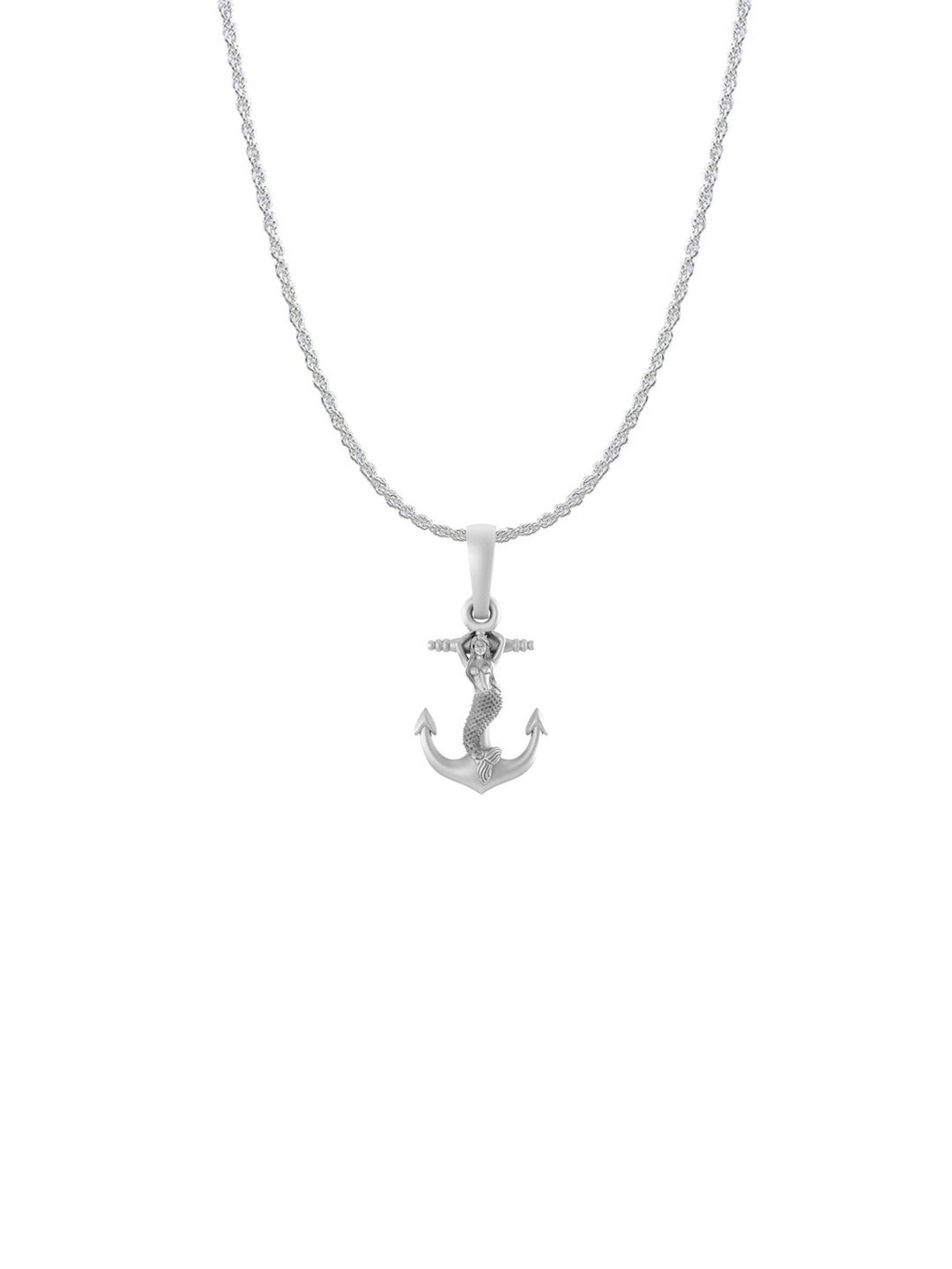 Metronaut Men 92.5 Sterling Silver Anchor Pendant with Rope Chain