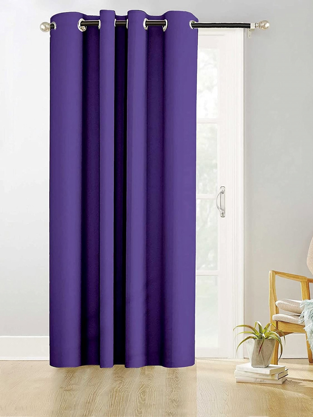 B' Decorlish Blackout Purple 2 Pieces Room Darkening Long Door Curtain