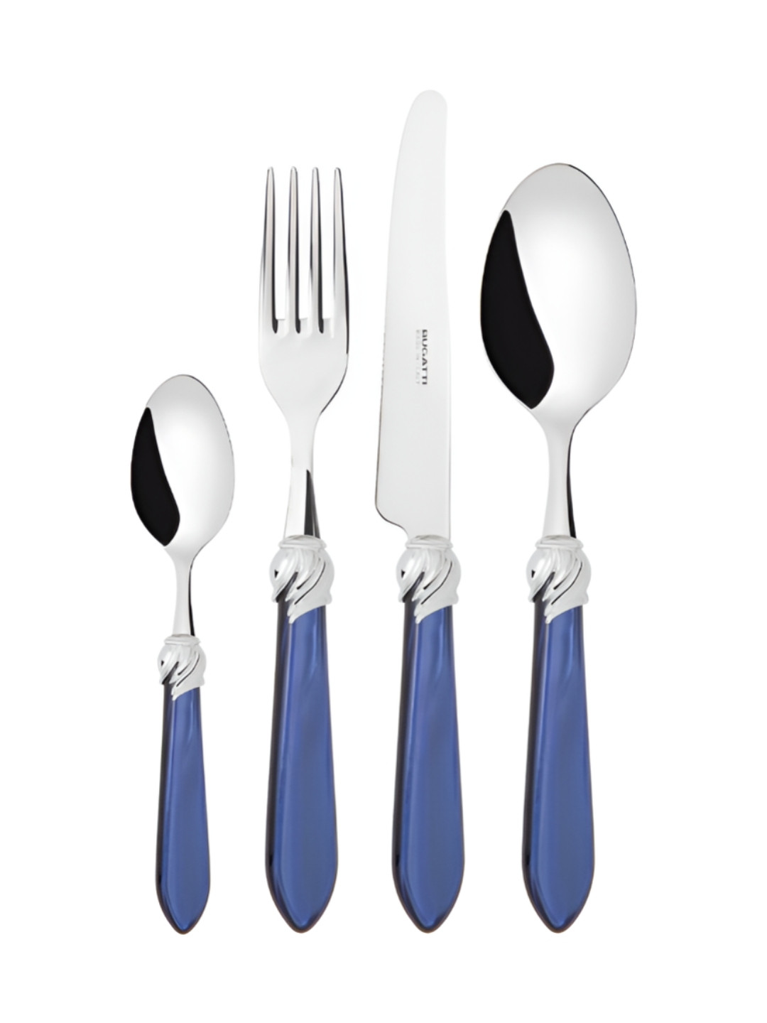 Bugatti Silver-Toned & Blue 24 Pieces Cutlery Set