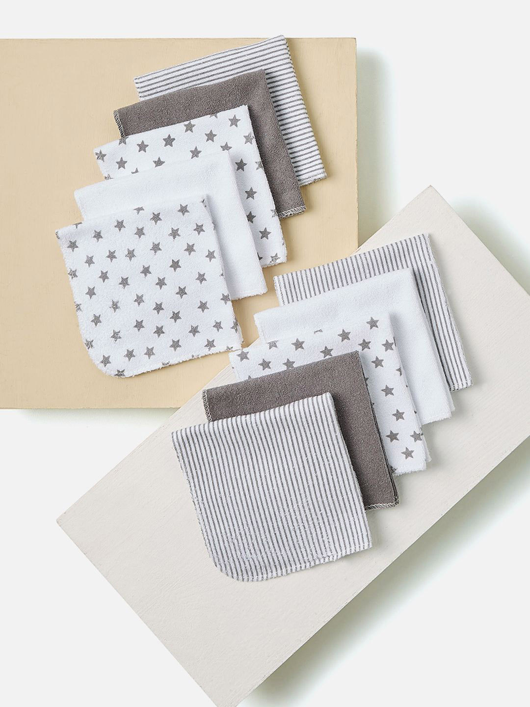 Juniors by Babyshop Kids Set Of 10 Printed Cotton Washcloth