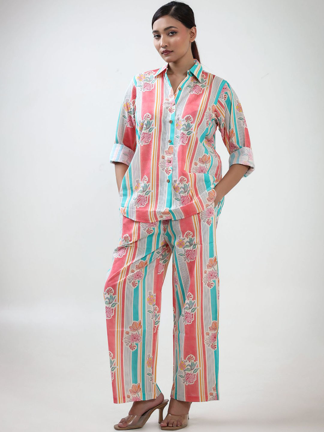 BUTA BUTI Printed Shirt Collar Neck Shirt With Trousers Co-Ords