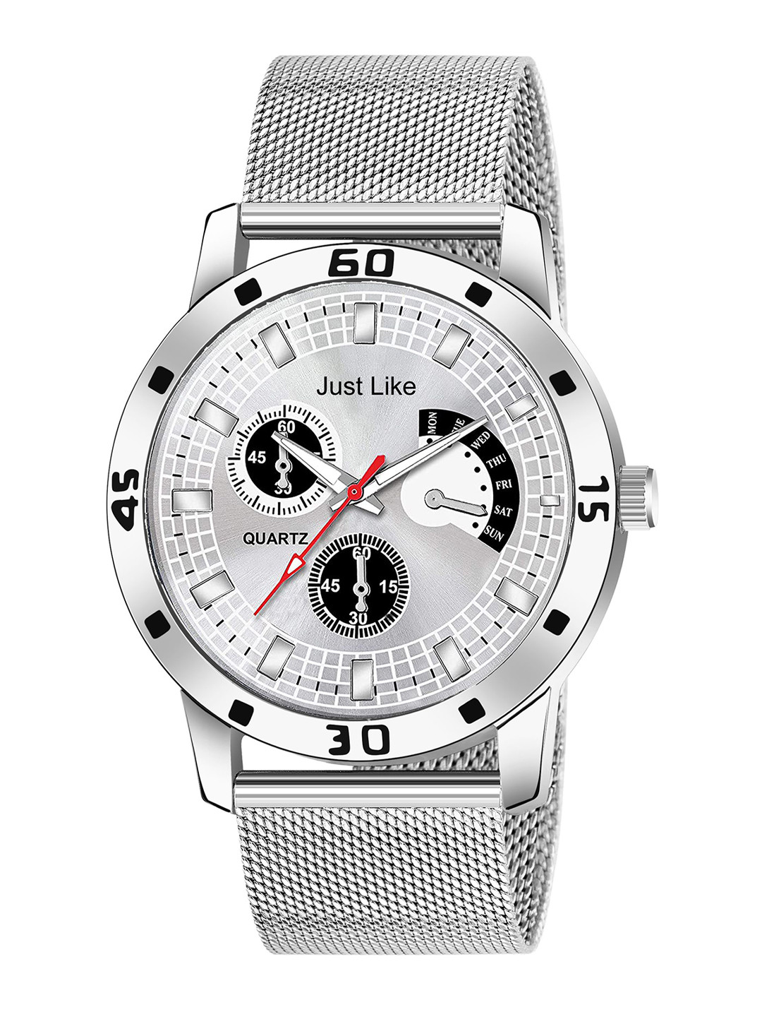 JUST LIKE Men Bracelet Style Straps Analogue Watch avio silver sefar steel watch