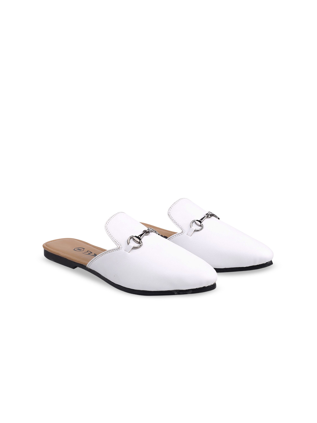 Provogue Men White Leather Mules