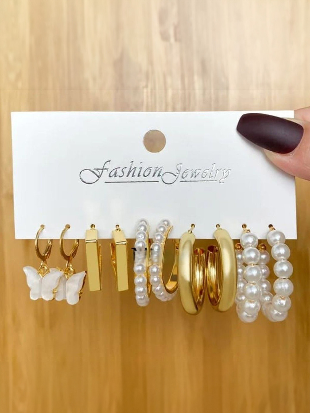 Aurum & You Set Of 5 Gold-Plated Spherical Shaped Hoop Earrings