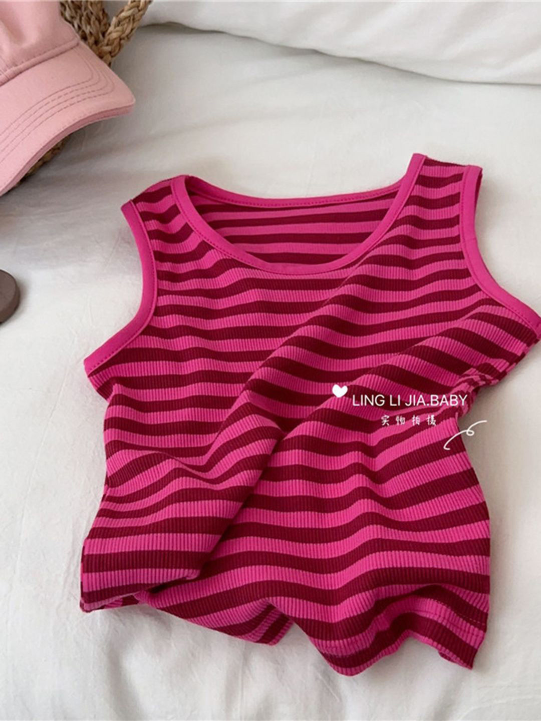 YK Girl Striped Round Neck Tank Top