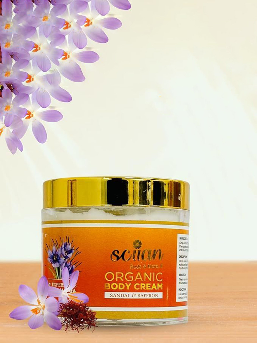 SCIIAN Organic Sandal & Saffron Body Cream With Olive Oil - 100 g