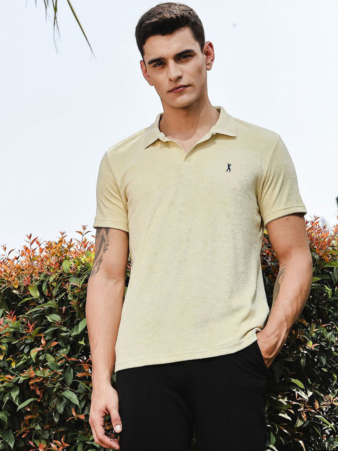 Thomas Scott Men Towel Terry Polo Collar T-shirt