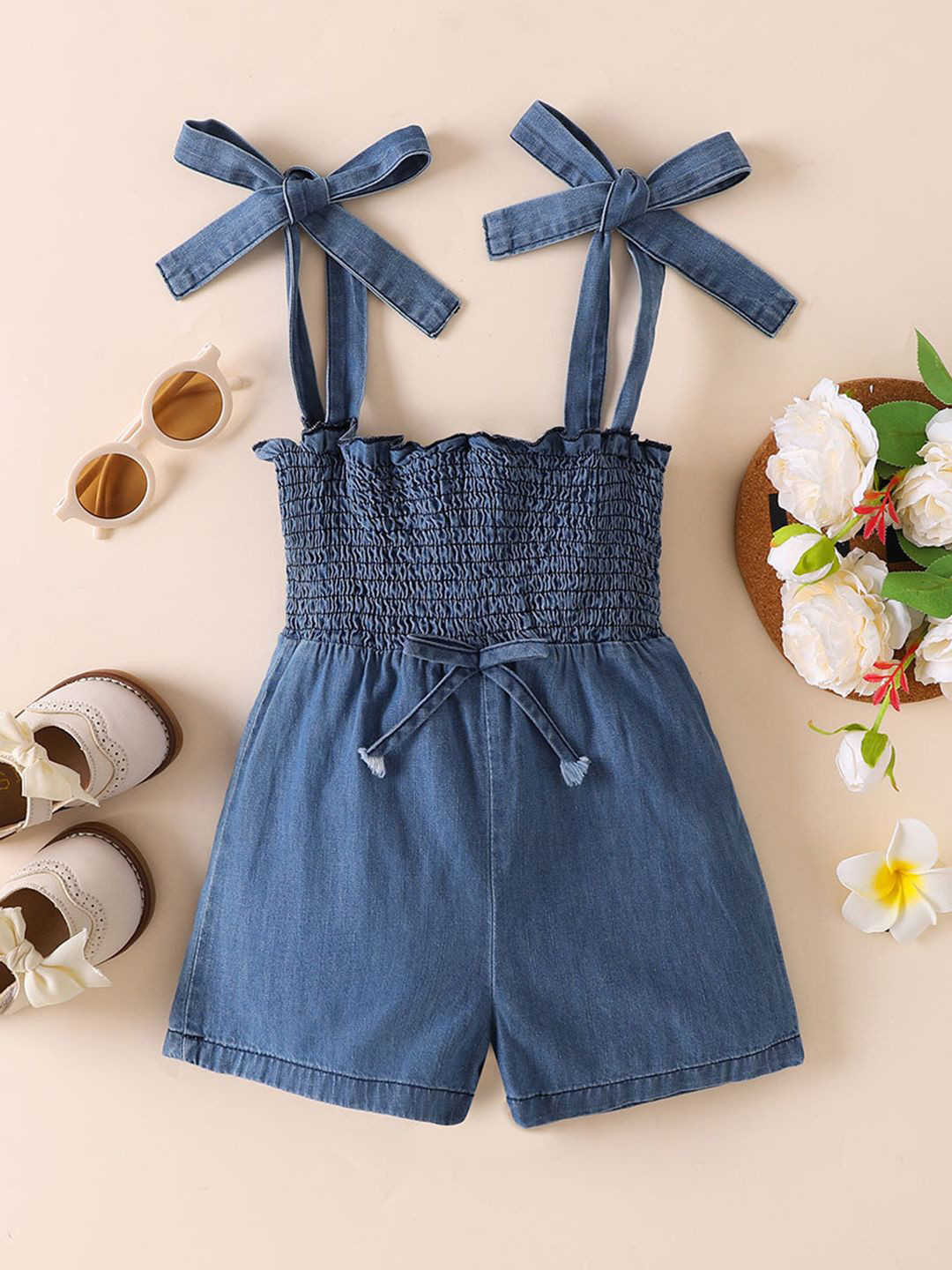 YK Infant Girls Shoulder Strap Pure Cotton Romper