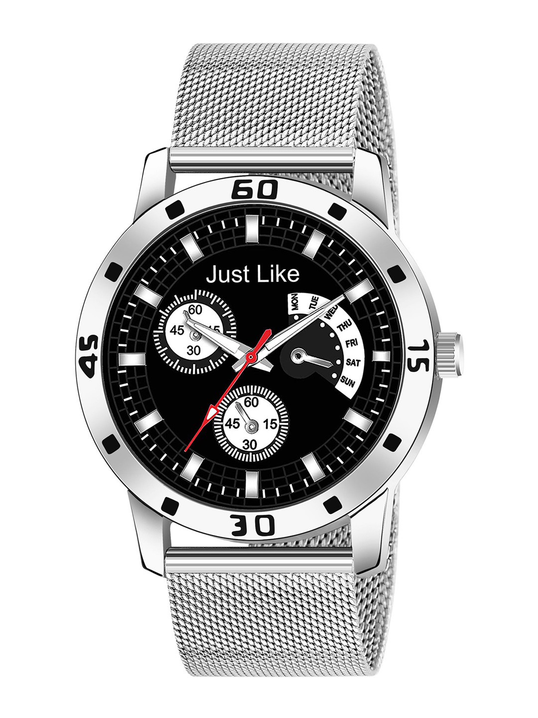 JUST LIKE Men Dial & Bracelet Style Straps Analogue Watch avio black sefar steel watch