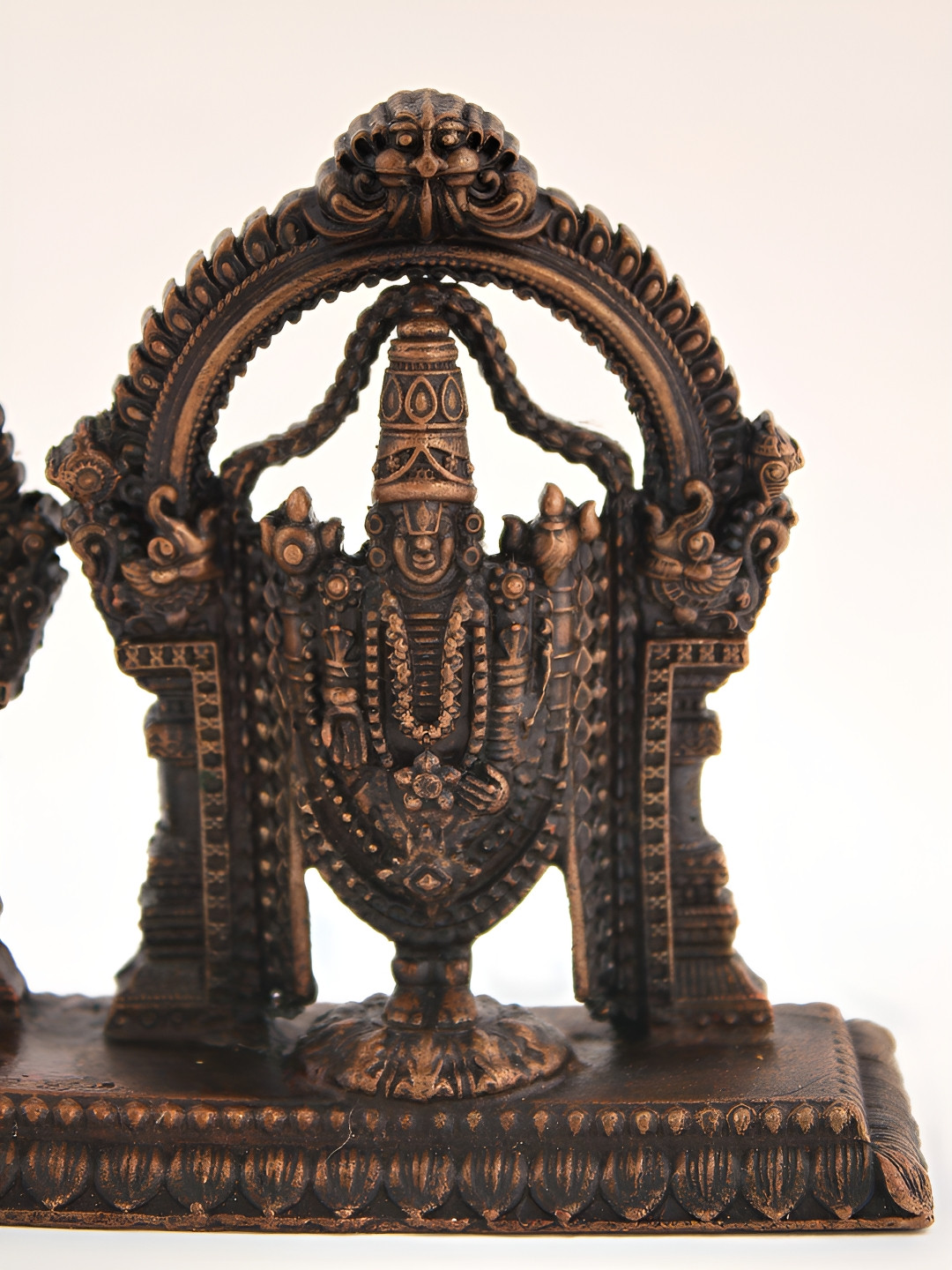 Exotic India Tirupati Balaji with Padmavathi Brown Copper Prayer Room Tiny Showpiece - 3.2 Inches