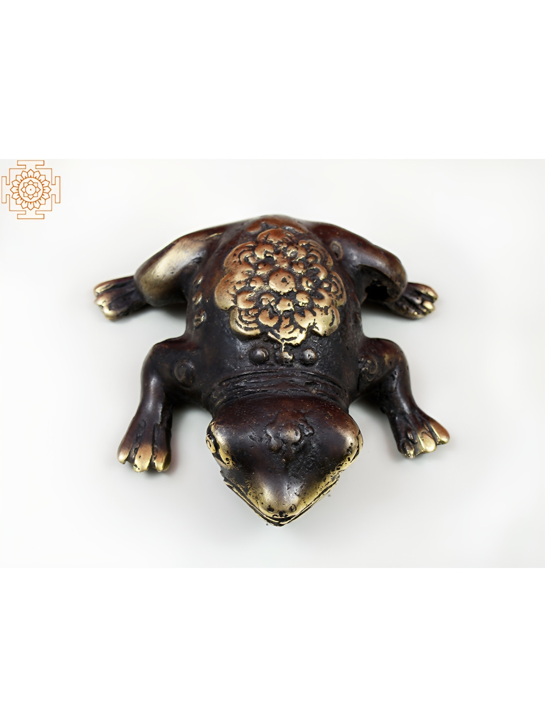 Exotic India Frog Gold Brass Metallic Living Room Tiny Showpiece - 1 Inches