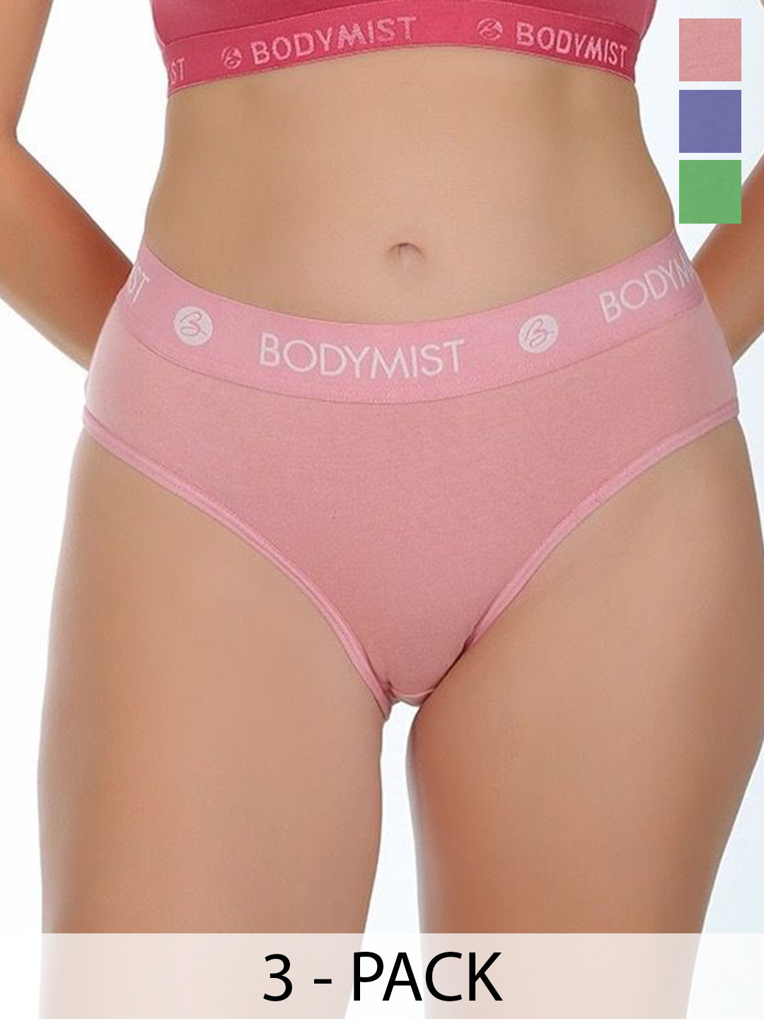 BODYMIST Pack Of 3 Printed Super Combed Cotton Mid-Rise Hipster Briefs BRUNO-30 S