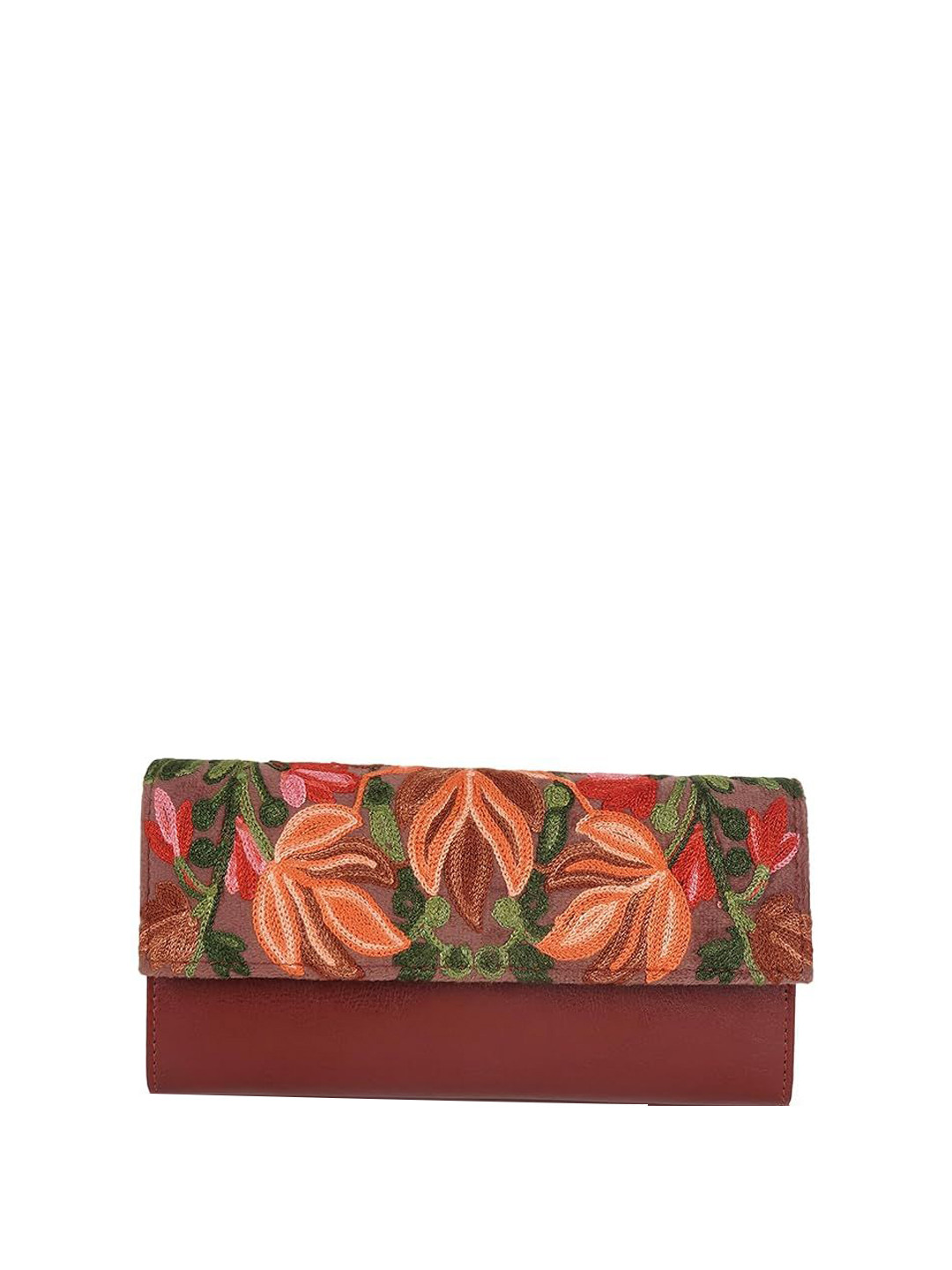 EVEDA Women Floral Embroidered Envelope Wallet