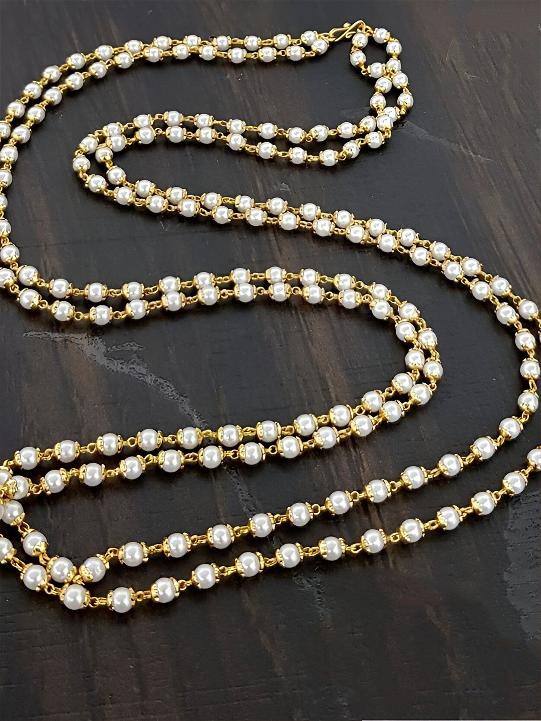 ELEGANTDREAM Gold-Plated Pearls Minimal Body Chain