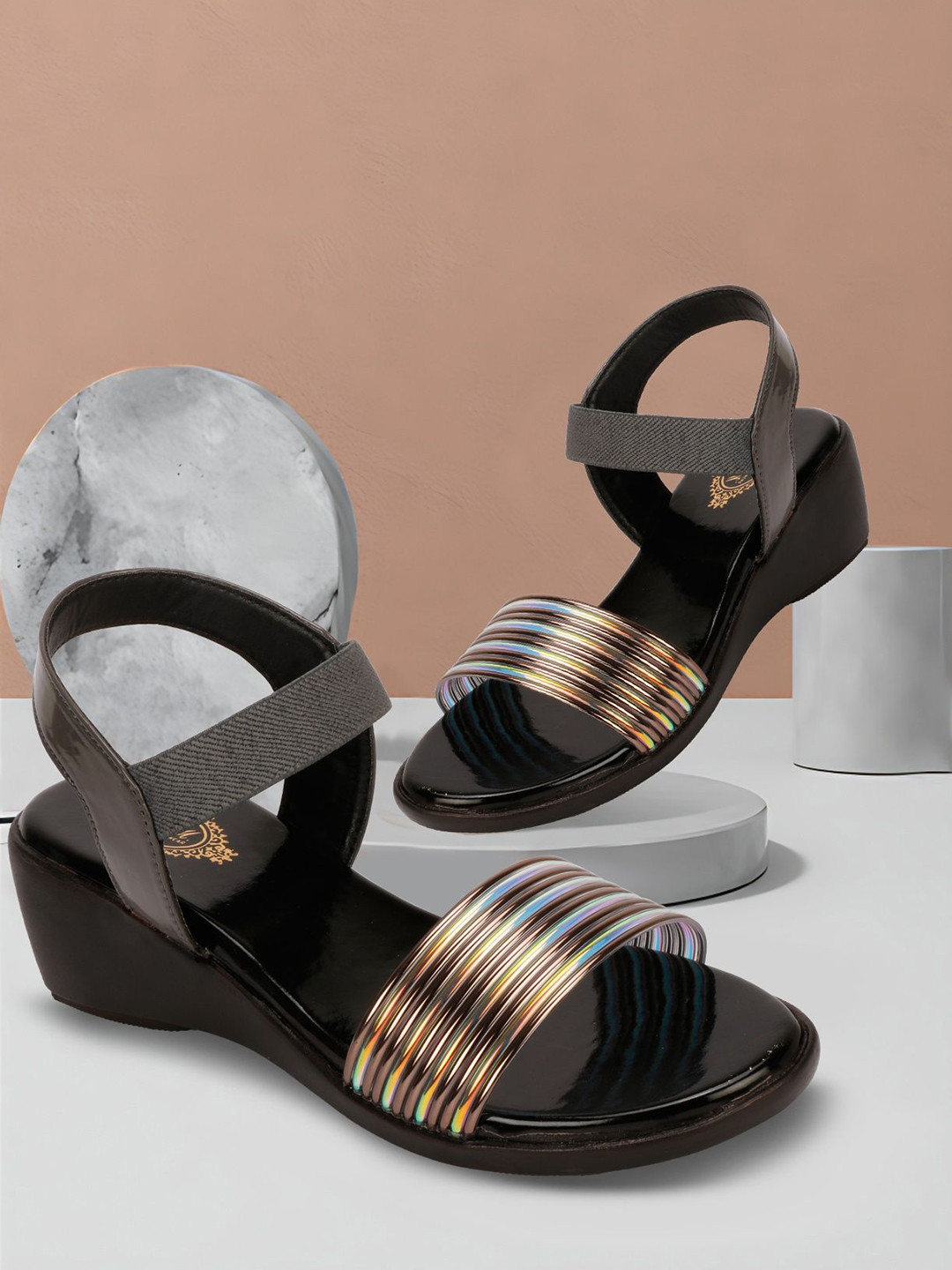 H.M. LADIES FOOTWEAR Women Embellished Wedge Heels Sandals