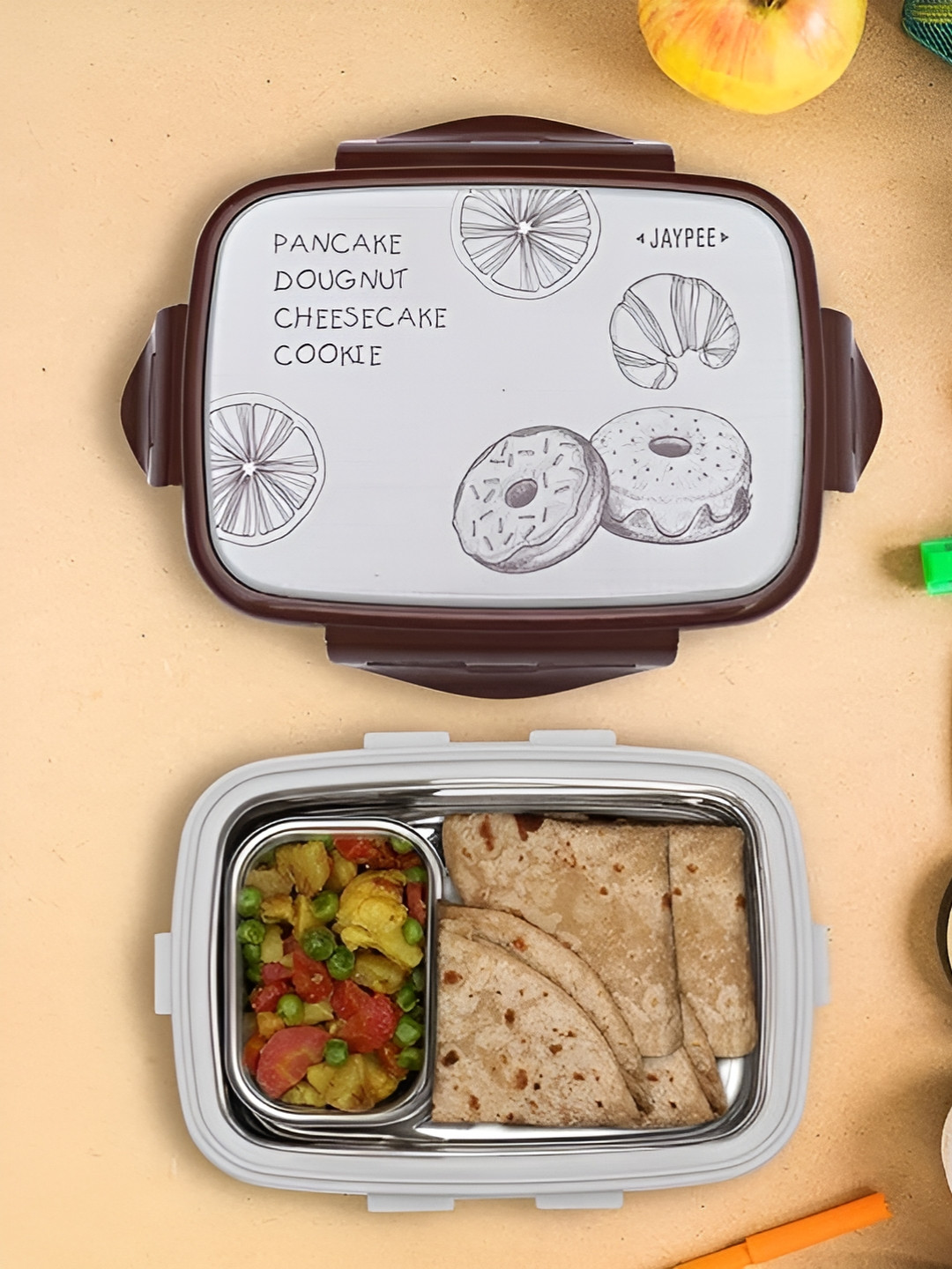 JAYPEE Ecosteel Junior Typography Plastic Easy to Clean 3PCs Lunch Box With Spoon and Fork