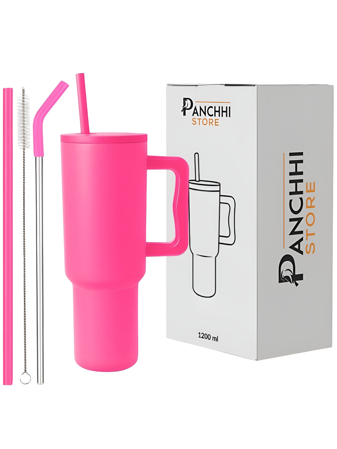 Panchhi Store Pristine Turkish Classic Pink Stainless Steel Handmade Mug-1.2L