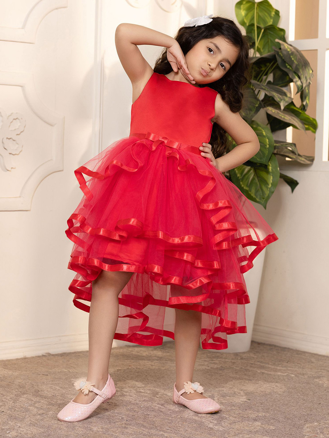 Toy Balloon Girls Layered Fit & Flare Knee Length Dress