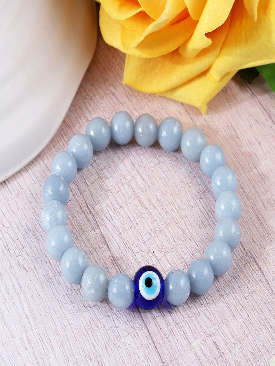 Nirvana Agate & Evil Eye Beaded Elasticated Bracelet