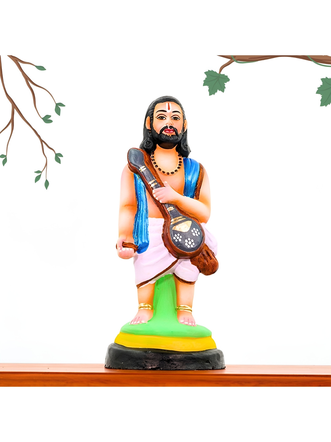 PujaNPujari Golu Doll Blue Clay Natural Living Room Medium Showpiece - 7.9 Inches