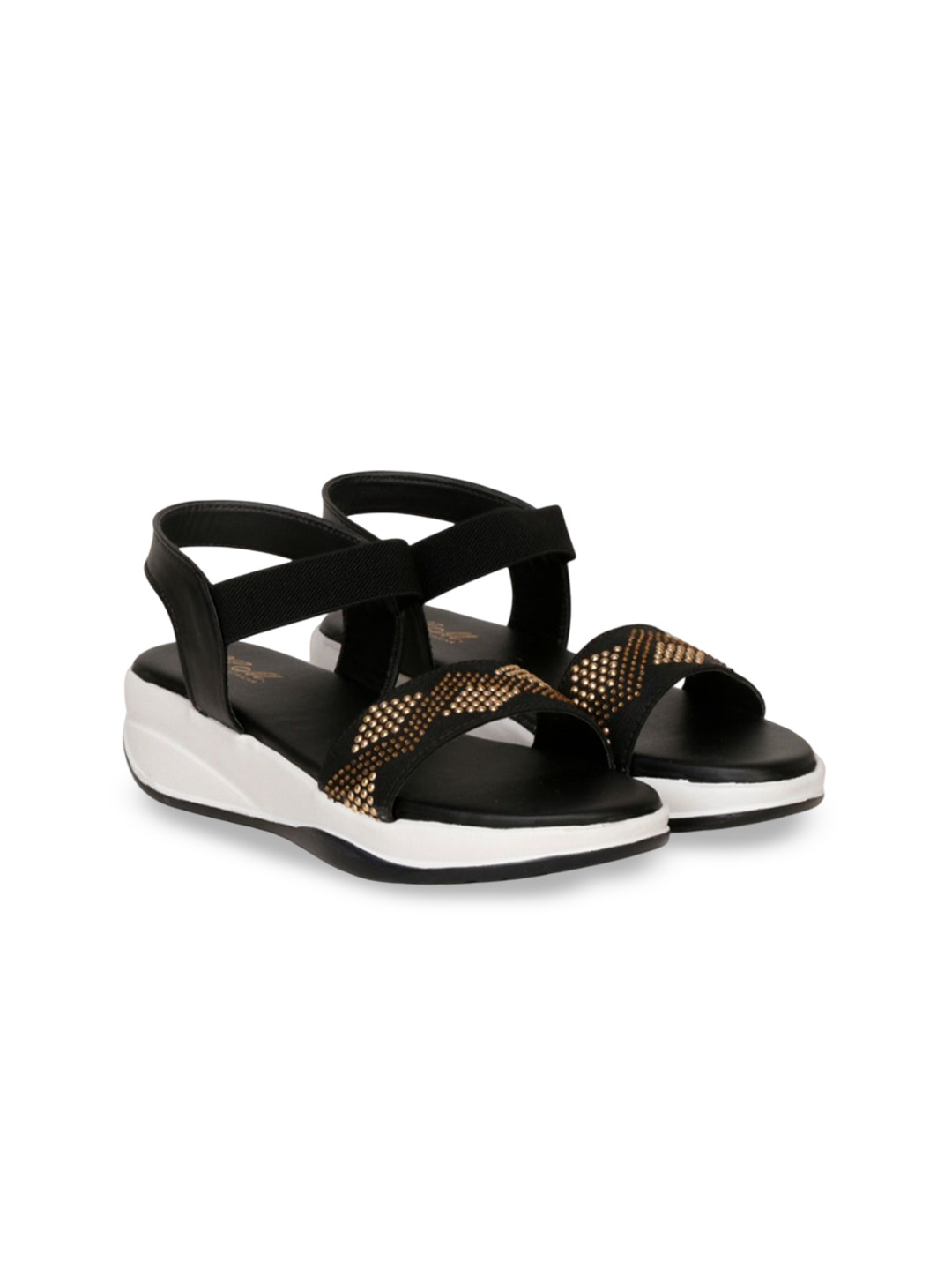 H.M. LADIES FOOTWEAR Women Embellished Open Toe Flatform Sandals