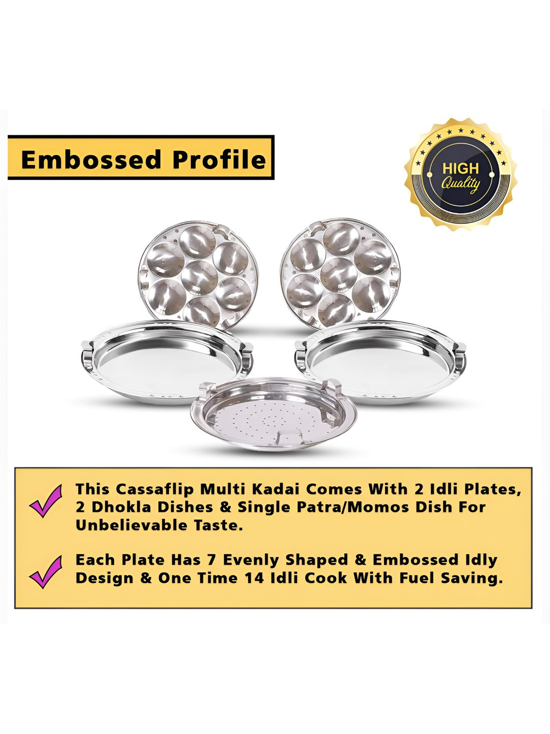 Waymore Silver-Toned Easy to Clean Stainless Steel Cookware Set of