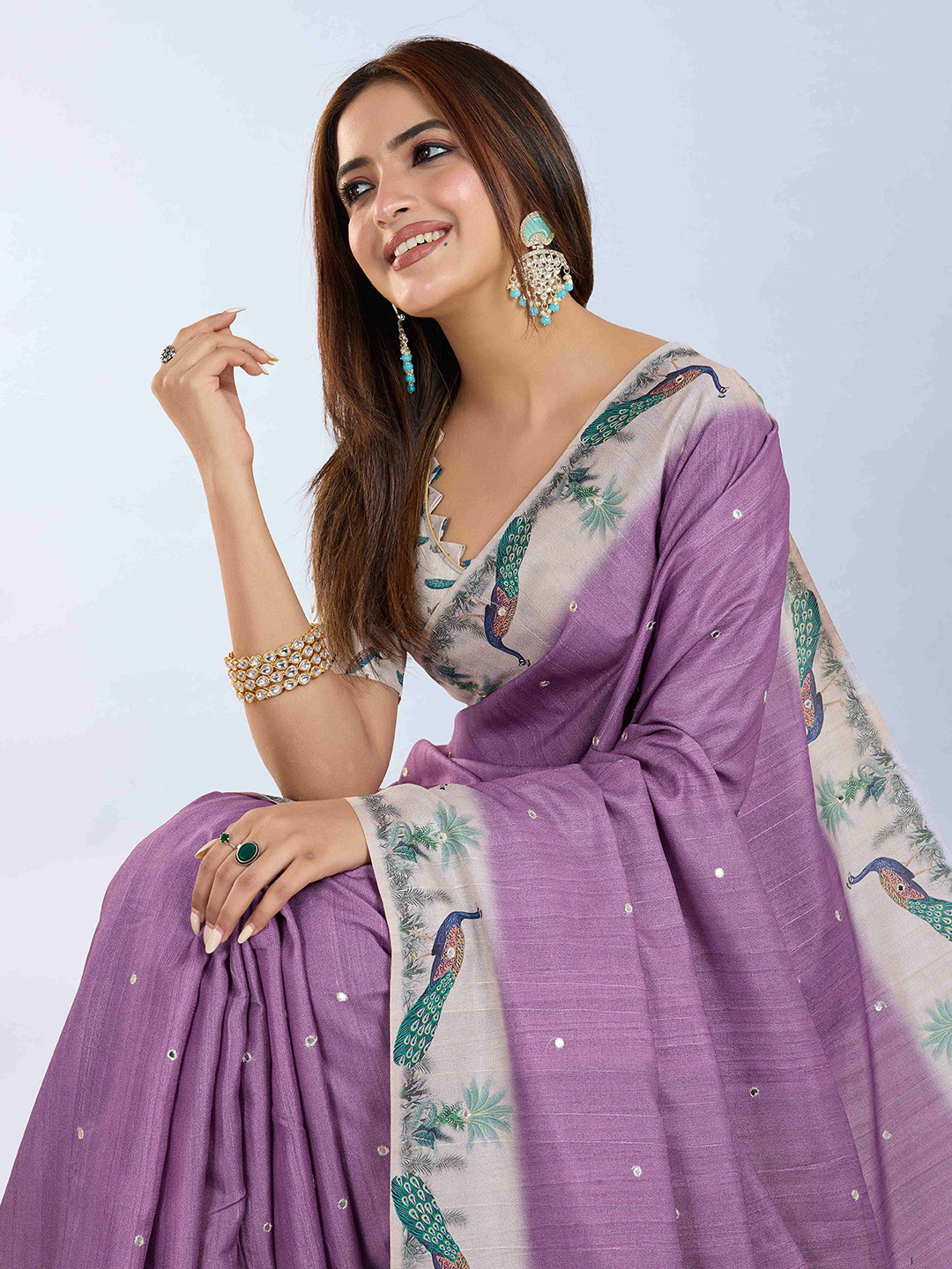 PBS PRINTS Embellished Mirror Work Banarasi Saree