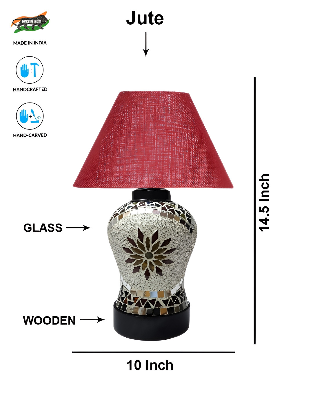 Aura Maroon Glass Frustum Shaped Table Lamp