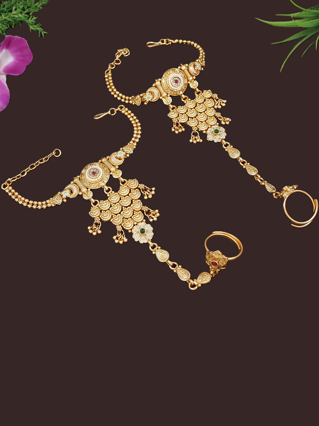 SGA FASHION Women Brass Gold Plated Link Bracelet