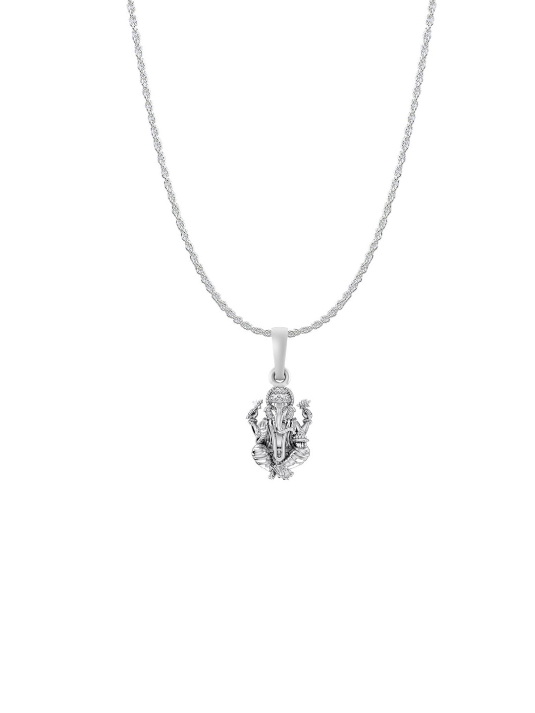 Metronaut 92.5 Sterling Silver Ganesha Ji Pendant With Rope Chain