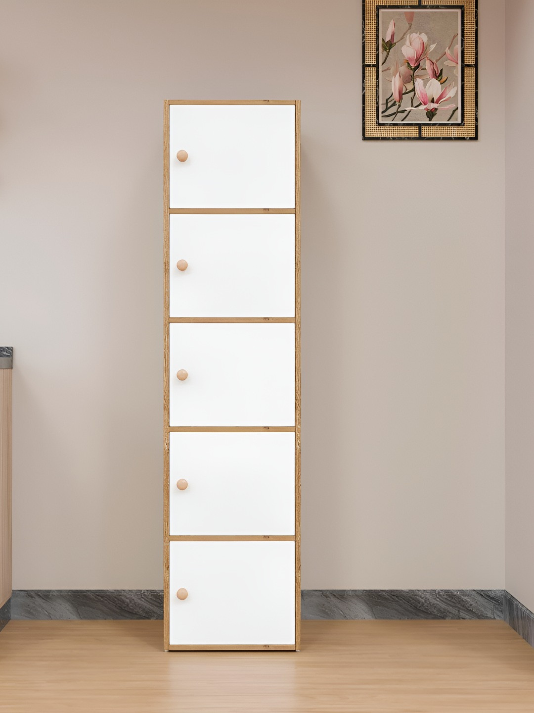 SPYDER CRAFT Brown & White 5-Tier Storage Cabinet