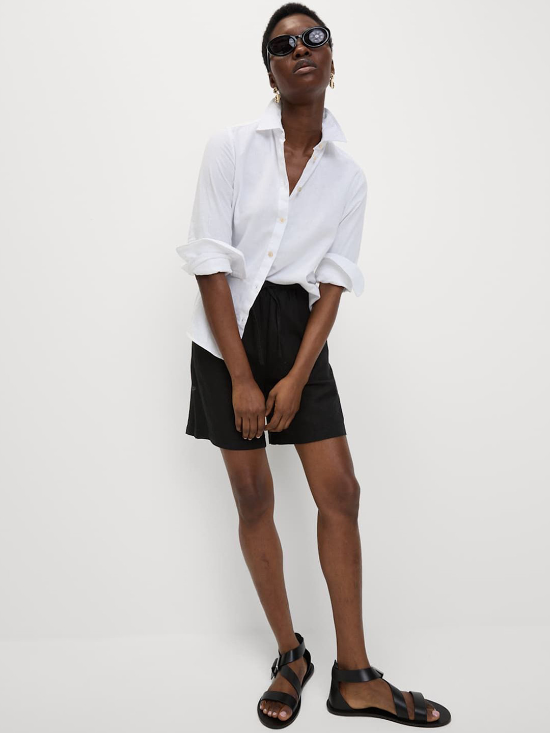 Marks & Spencer Women High-Rise Regular Fit Linen Fashion Shorts