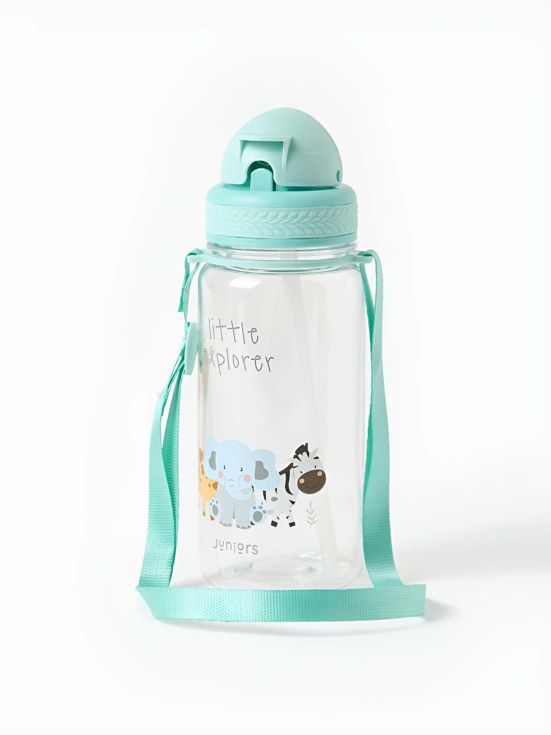 Juniors by Babyshop Kids Green Animal Printed Flip Straw Tritan Water Bottle - 350 ml