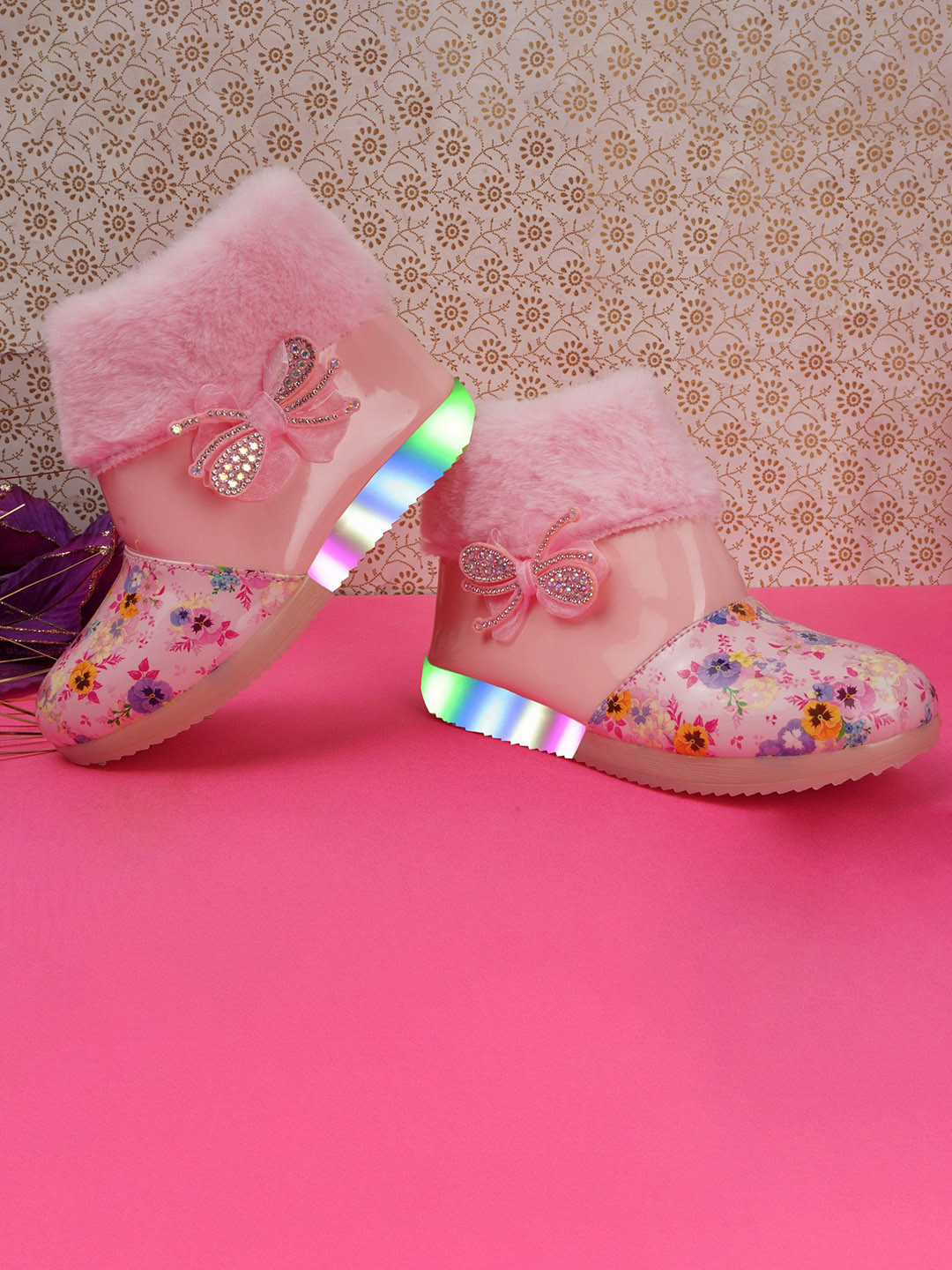 BAESD Girls Embellished Ankle-Length LED Light Boots