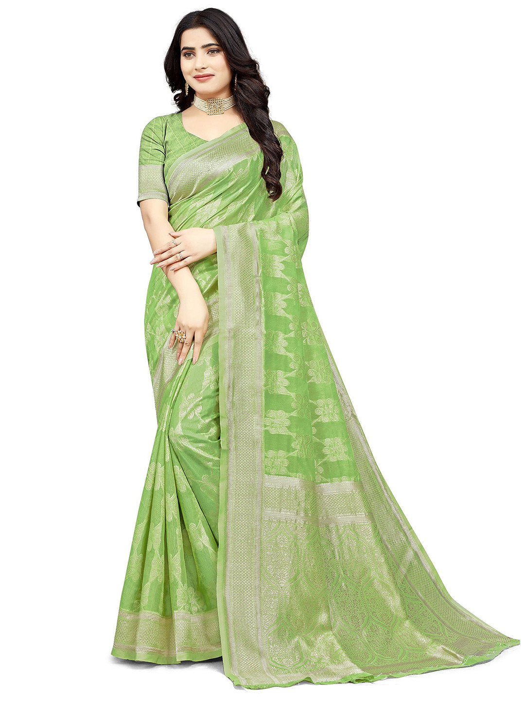 Moda Rapido New trendy Woven Banarasi Pure Cotton Saree For Womens