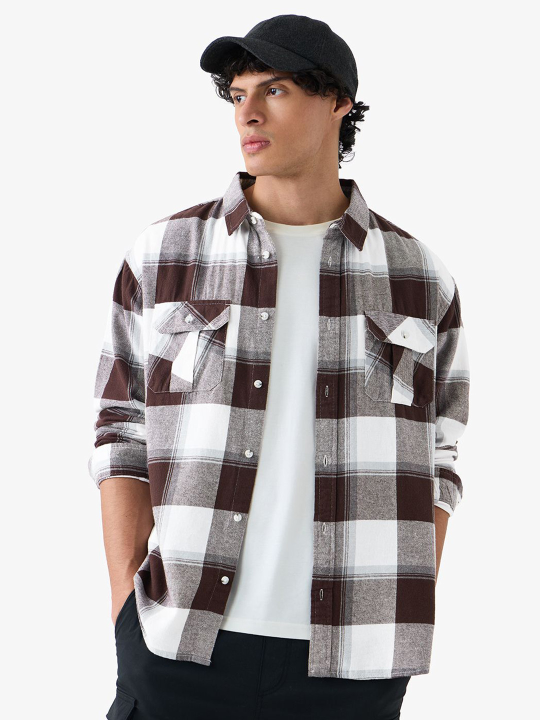 The Souled Store Plaid Shirt Men Rust Men Utility Shirts