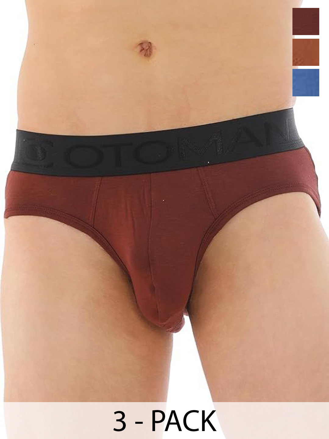 OTOMAN Pack Of 2 Mid Rise Breathable Briefs 2-SOLID-BRIEF-ORANGE-BROWN-S
