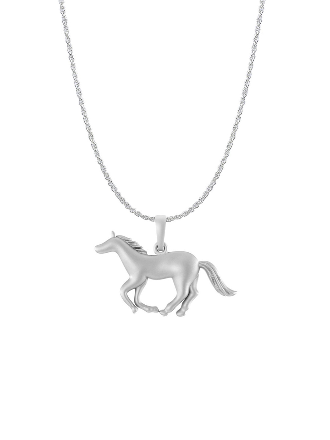 Metronaut Men 92.5 Sterling Silver Horse Pendant with Rope Chain