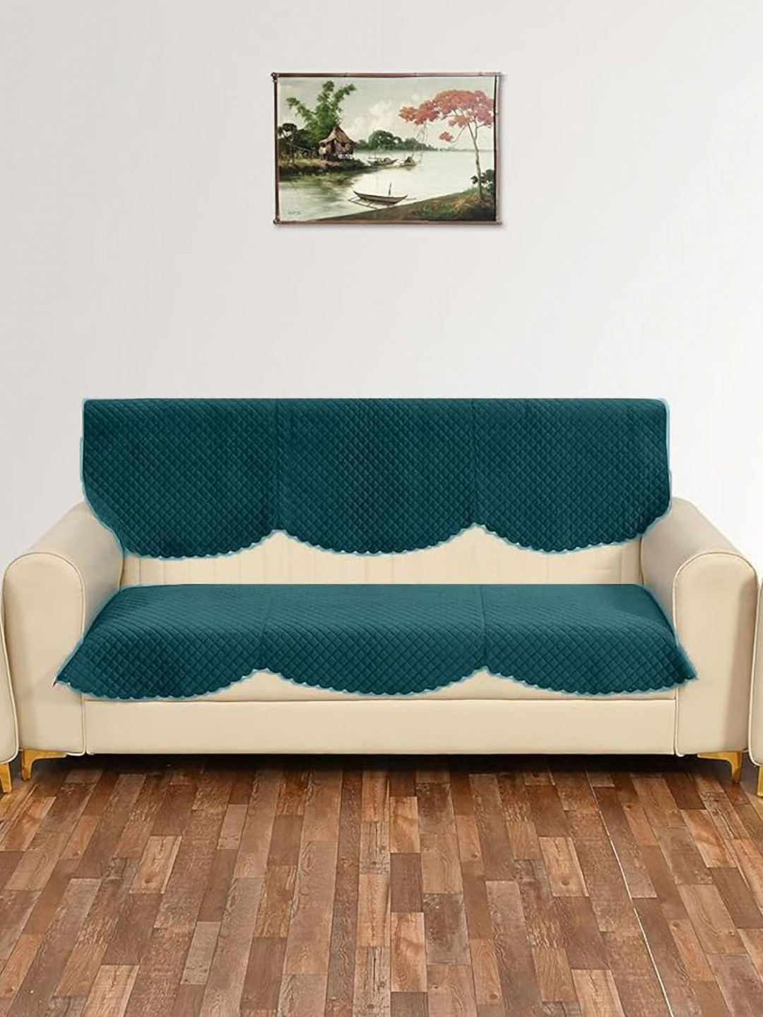 Sun Rise Holland Green 2 Pieces Velvet Sofa Cover