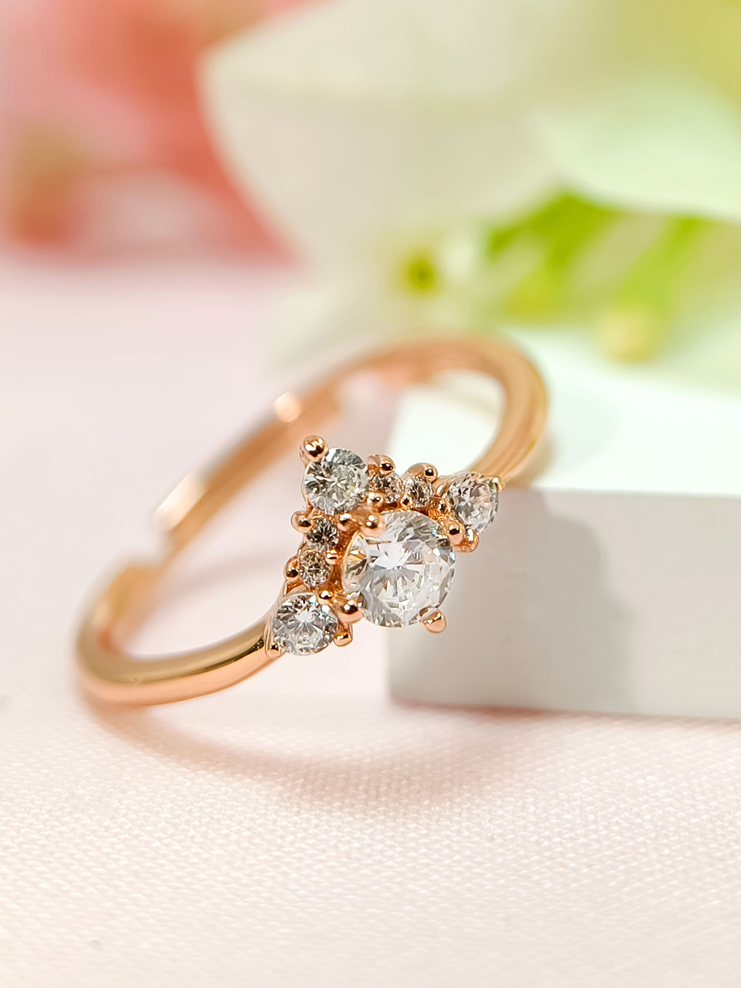 INARI SHINES 925 Silver Rosegold Crown Finger Ring