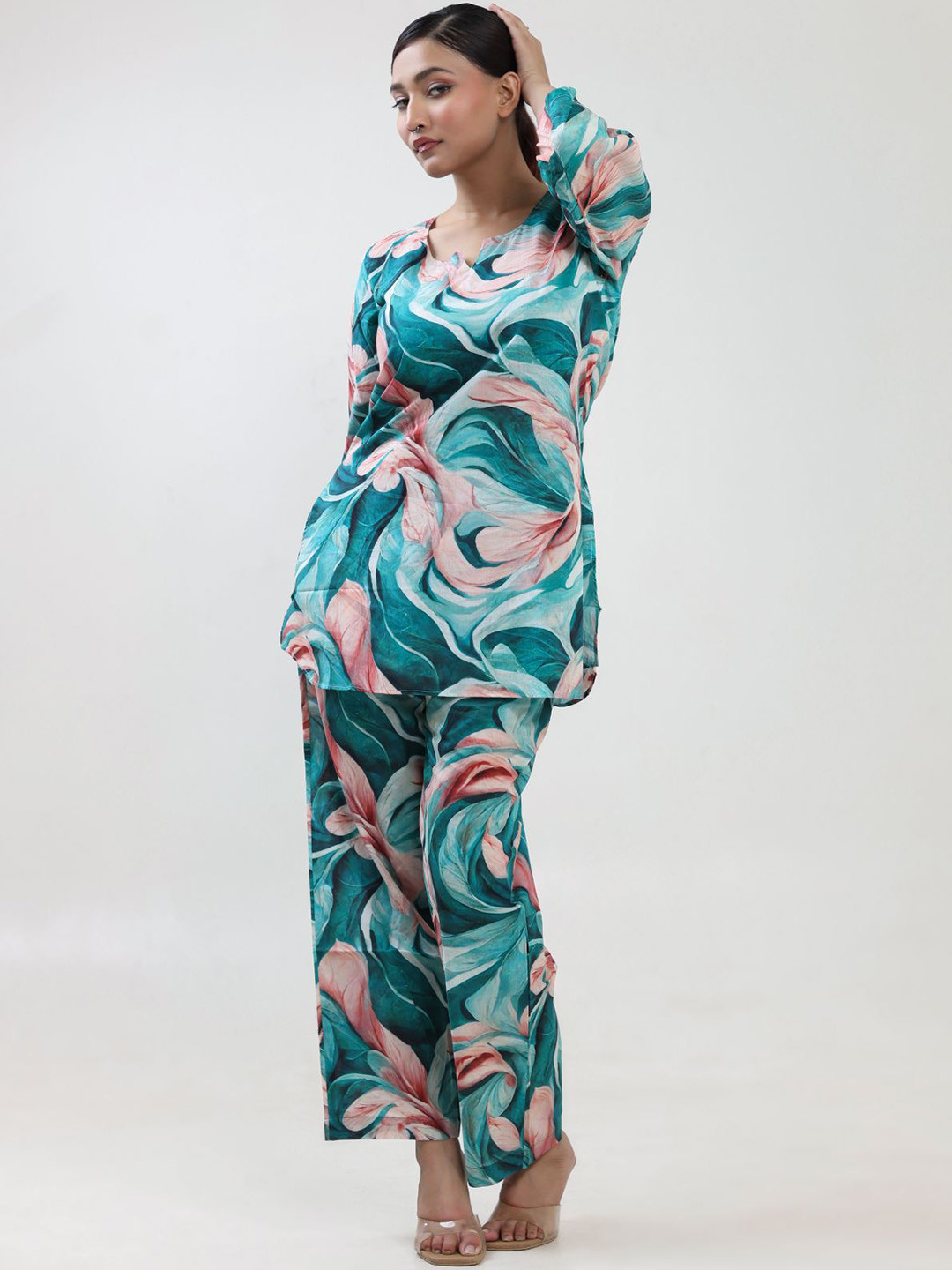 BUTA BUTI Waterflow Printed Tunic & Trousers Co-Ord Set