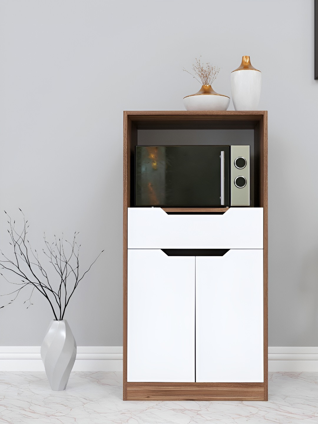 SPYDER CRAFT Brown & White Dual Tone Kitchen Cabinet